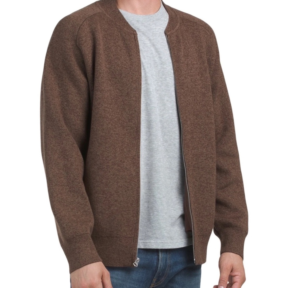 Rag & Bone Shawn Marled Cotton Zip Up 
Sweater Espresso Marl Size Medium M